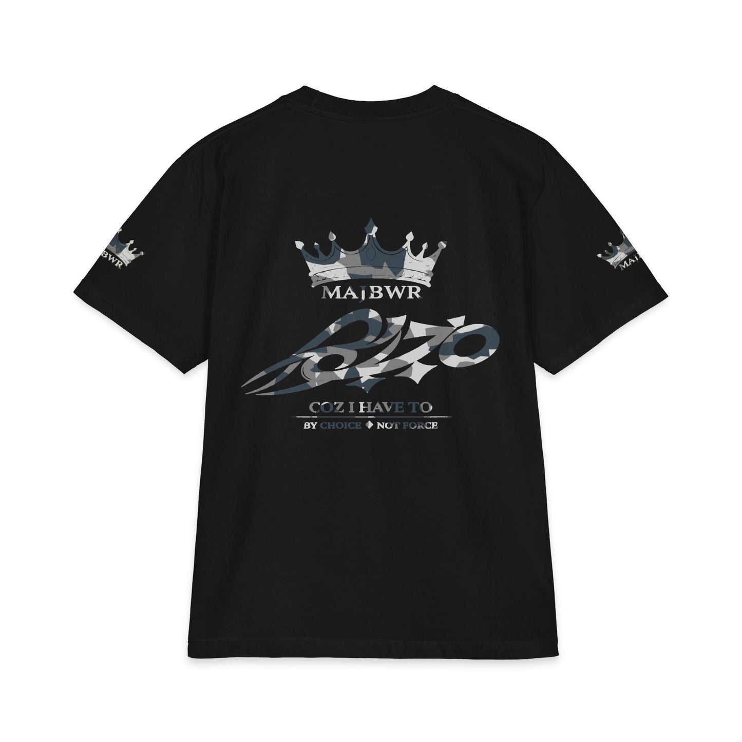 MAJBWR - Commando Oversized Heavyweight T-Shirt —Black Camo Grey/White Logo