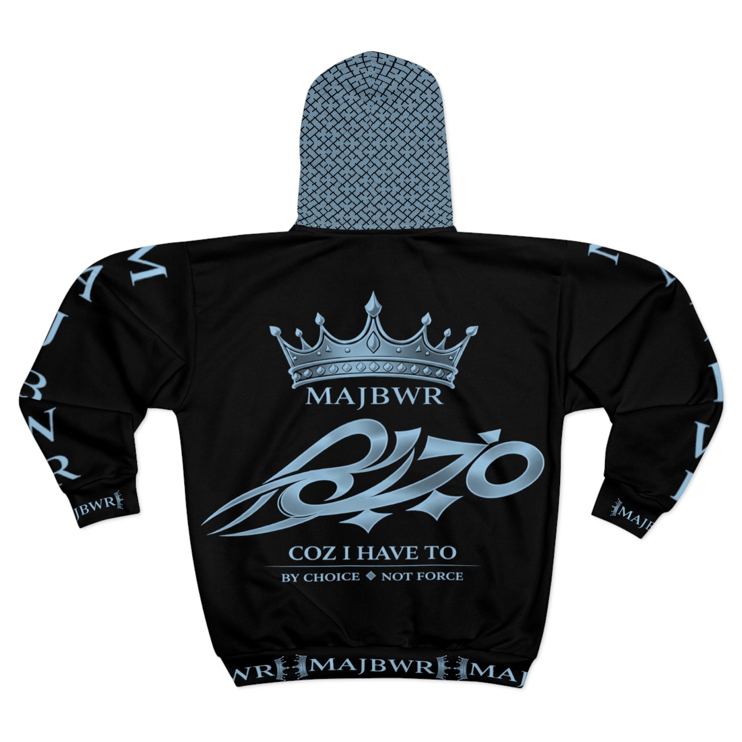 MAJBWR - Azure Black Full-Zip Designer Hoodie — Frosted Edition