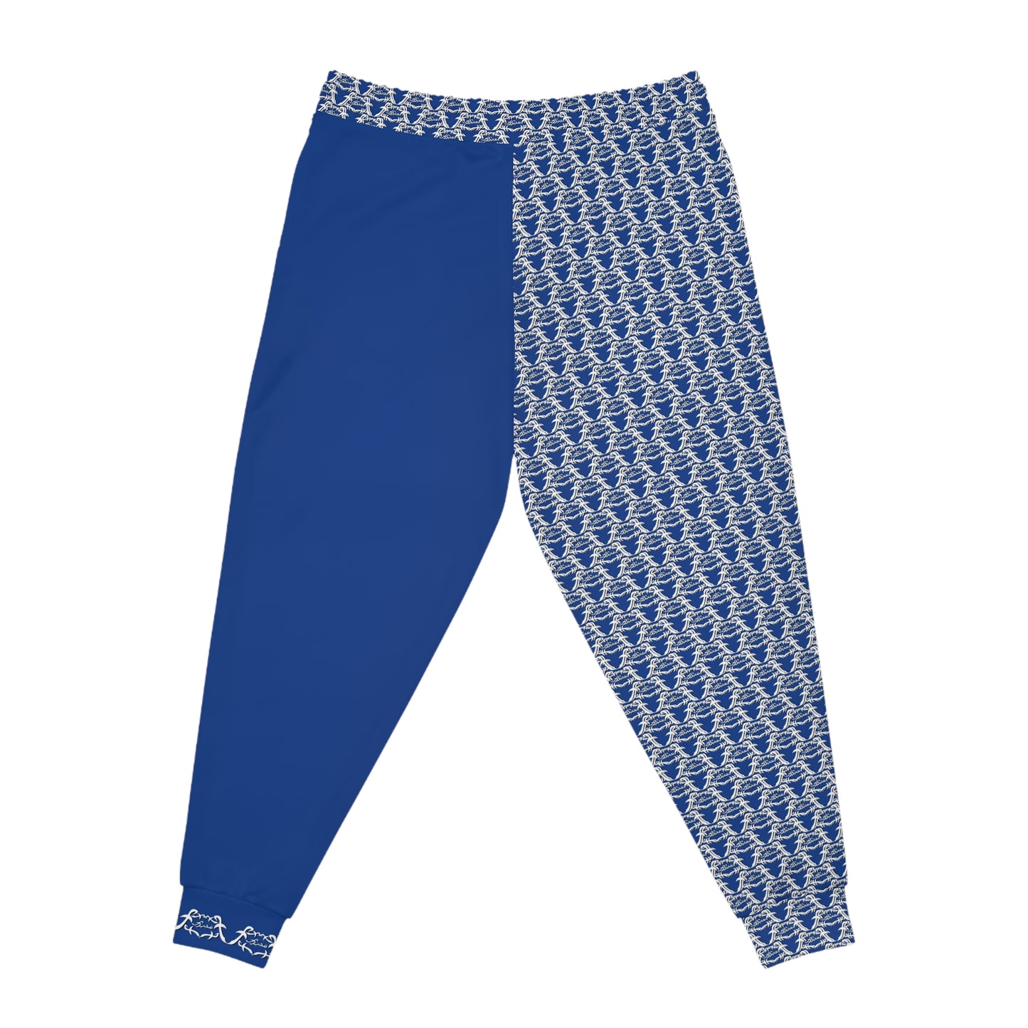 MAJBWR - Dark Blue & White Print Joggers Frontal - AOP 2 Face