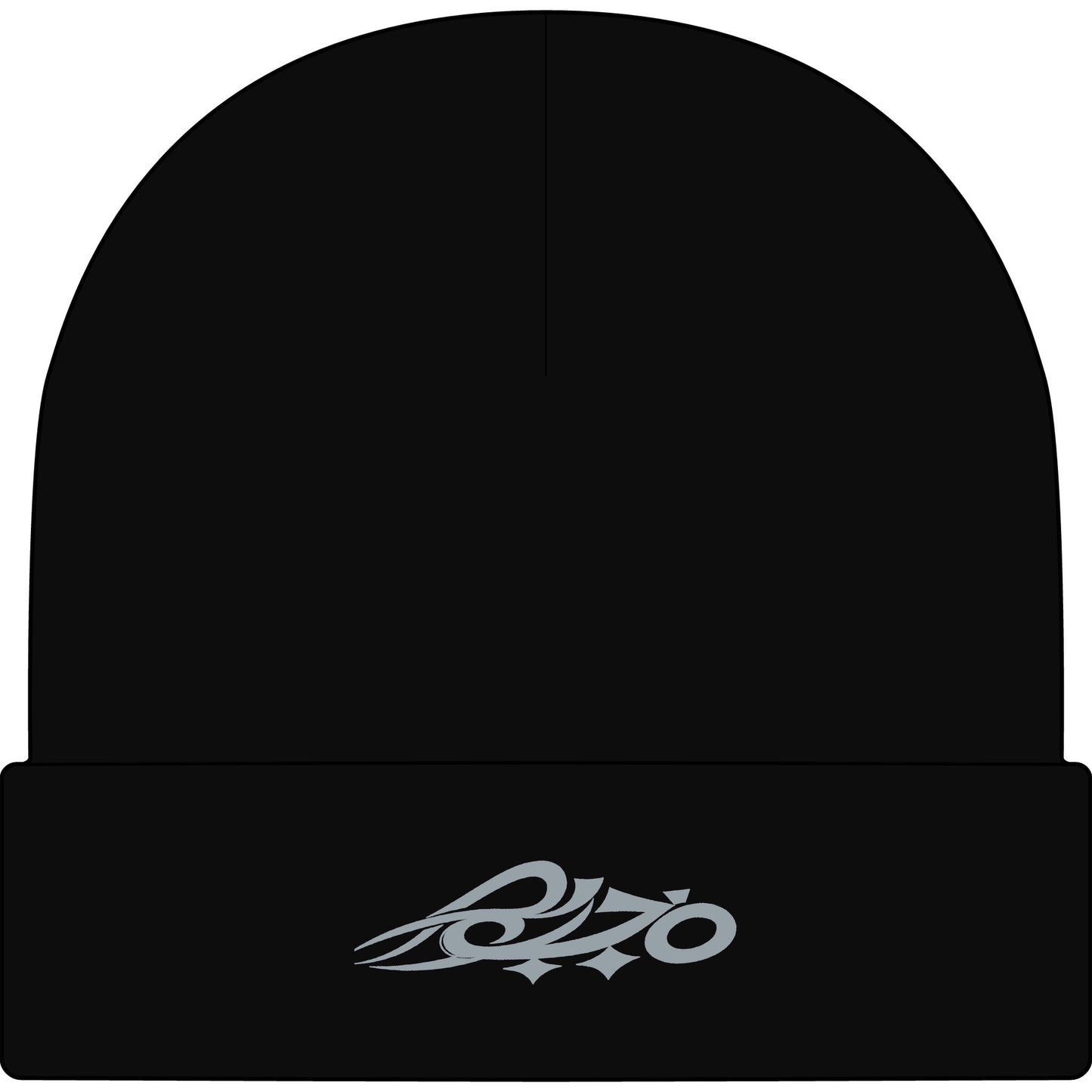 MAJBWR - Pure Black Cuff Beanie — Ghost White Logo