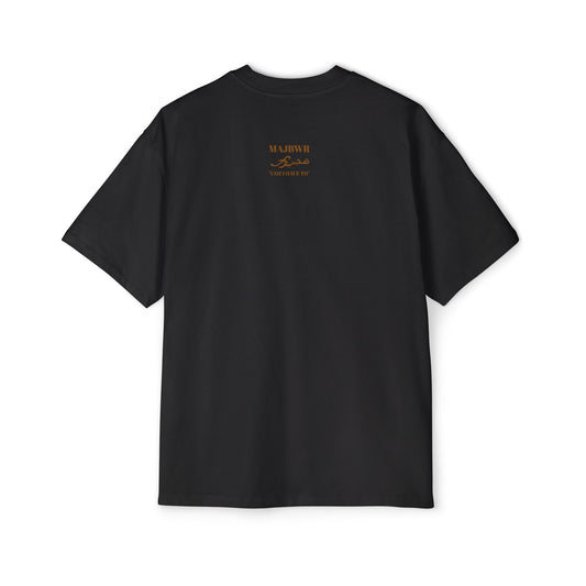 MAJBWR - Oversized Gold Arabic Script Black T‑Shirt for Men