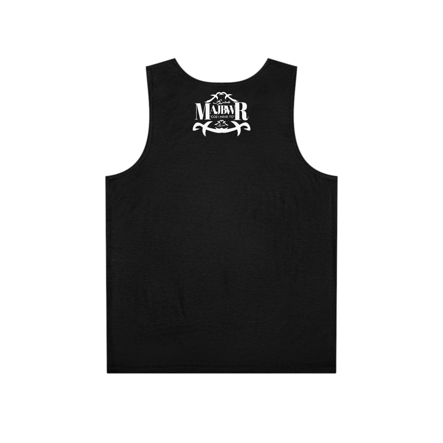 MAJBWR - Stylish Men's Tank Top Black Front On Back Small Print