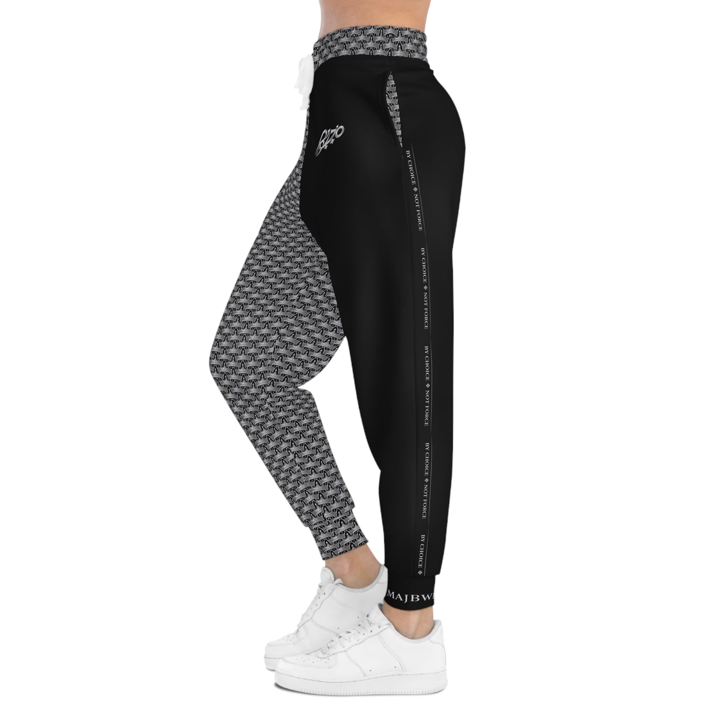 MAJBWR- Black Athletic Joggers — Ghost White Crown 2 Face