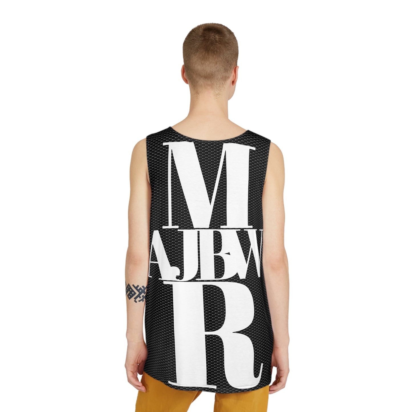 MAJBWR - Stylish Men's Tank Top Black {AOP}