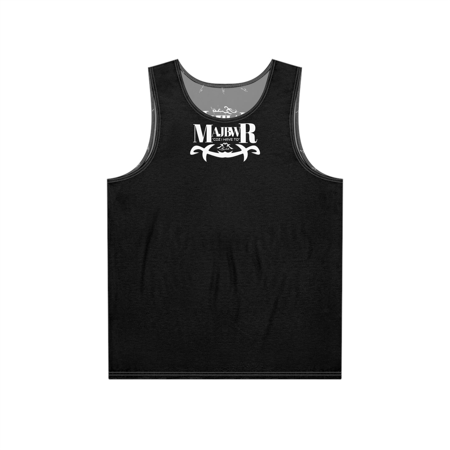 MAJBWR - Stylish Men's Tank Top Black Front On Back AOP Back