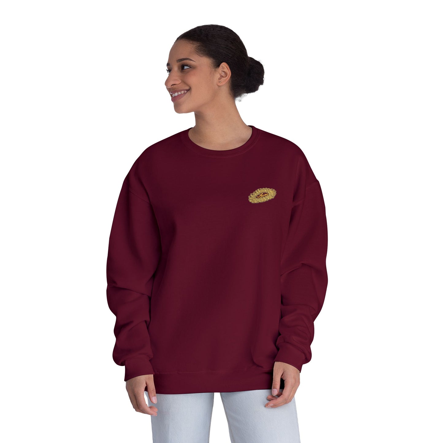 MAJBWR - Gold Crown Crewneck Sweatshirt — Arabic Script Graphic