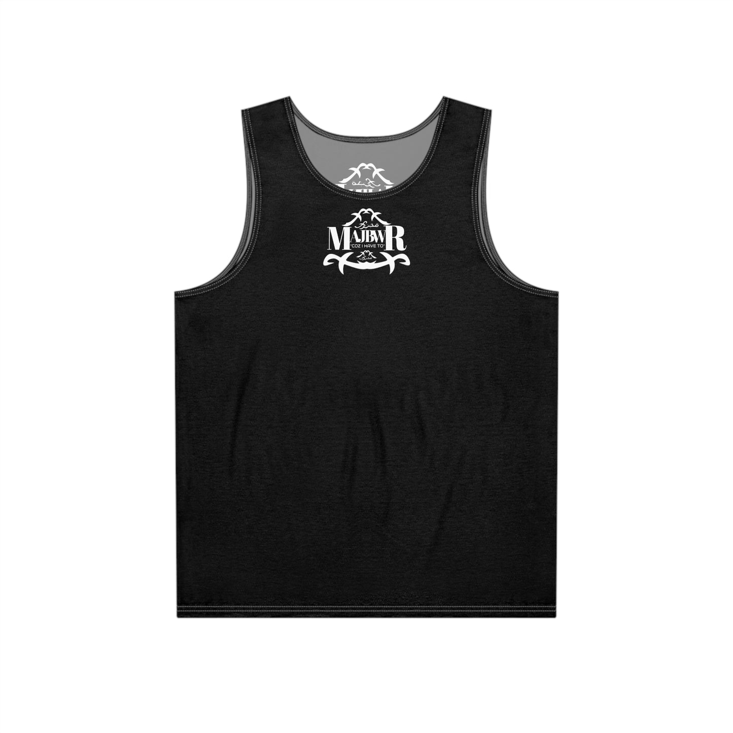 MAJBWR - Stylish Men's Tank Top Black Front On Back Small Print