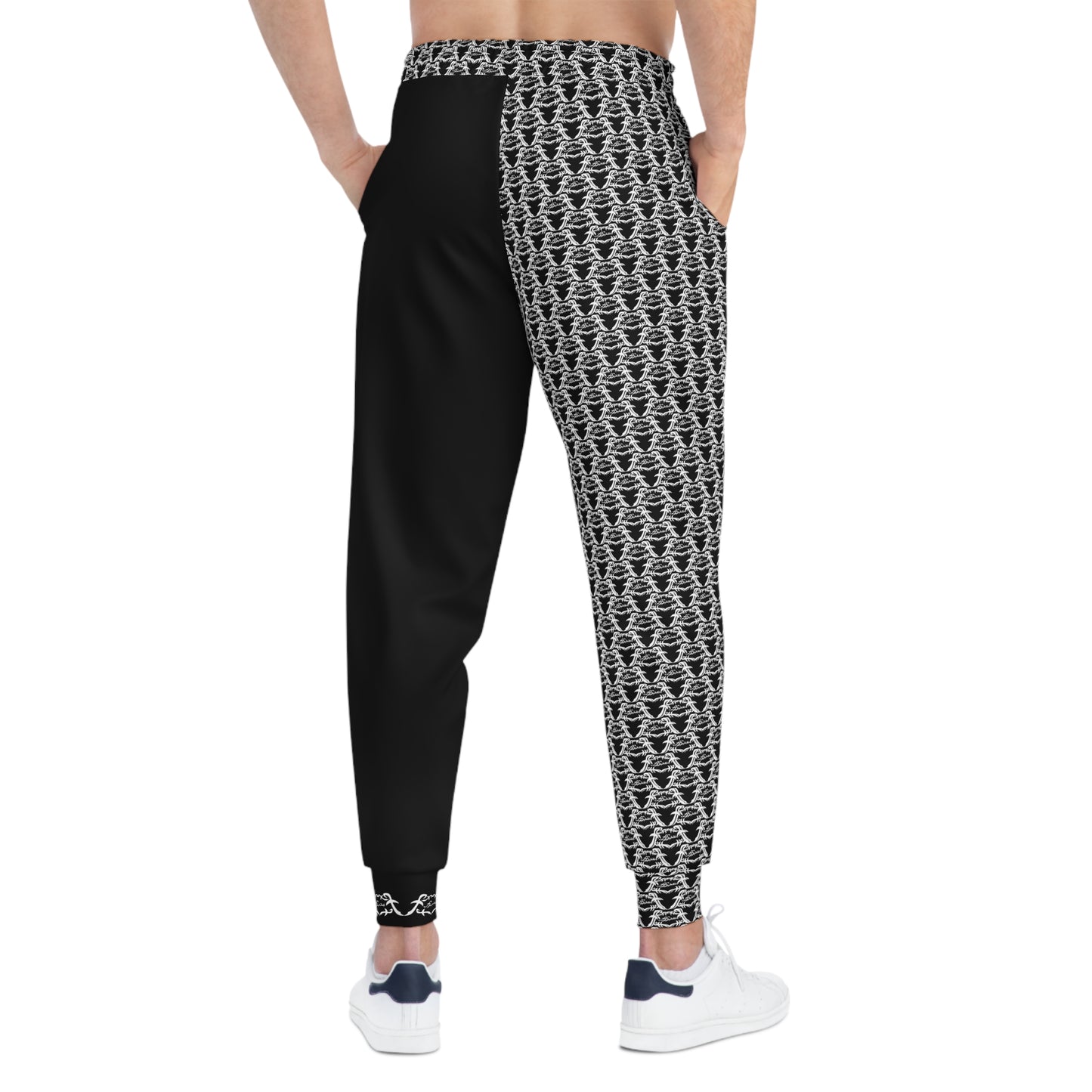 MAJBWR - Black & White Print Joggers Frontal - AOP 2 Face