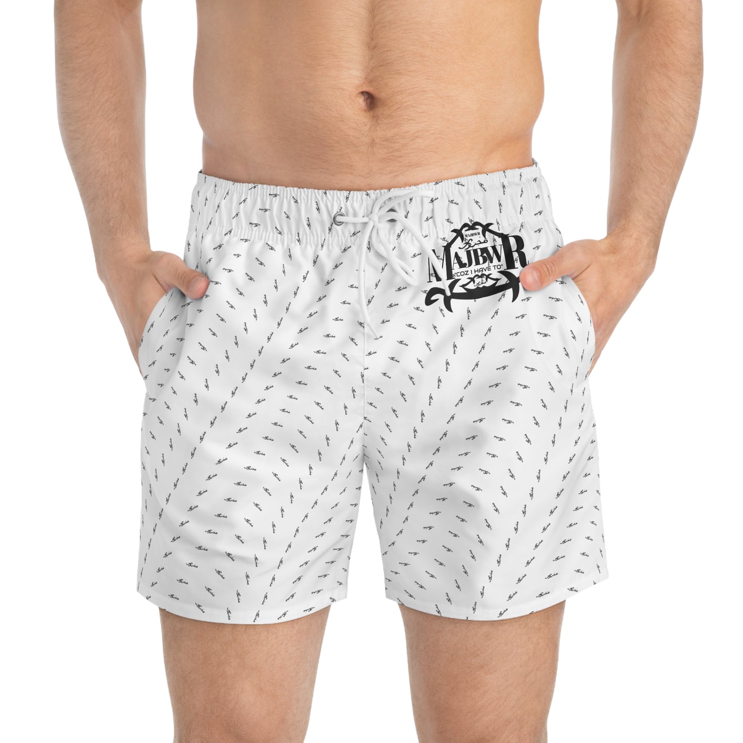 MAJBWR - Swim Trunks White AOP Offset