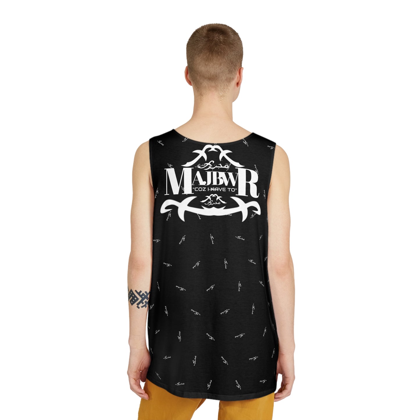 MAJBWR - Stylish Men's Tank Top Black Front On Back AOP 5 %