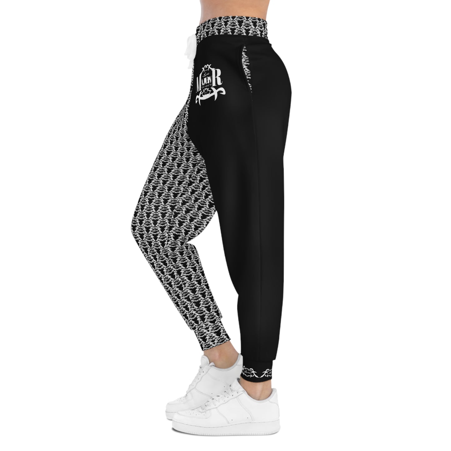 MAJBWR - Black & White Print Joggers Frontal - AOP 2 Face