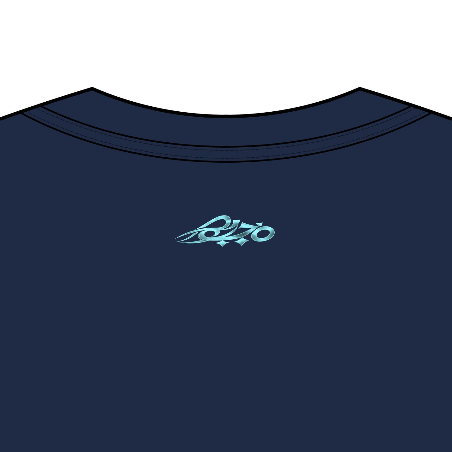 MAJBWR - Embroidered Swords Men's Box Tee — Black/Navy with Ice Blue Accent