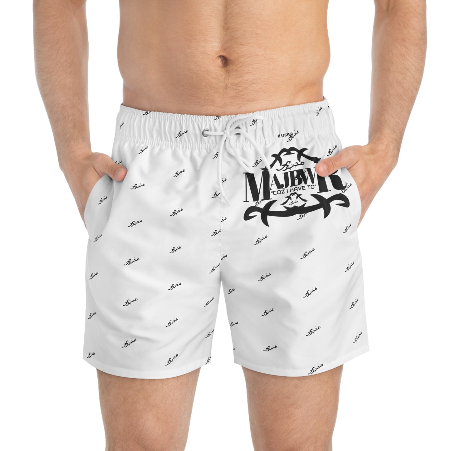 MAJBWR - Swim Trunks White AOP