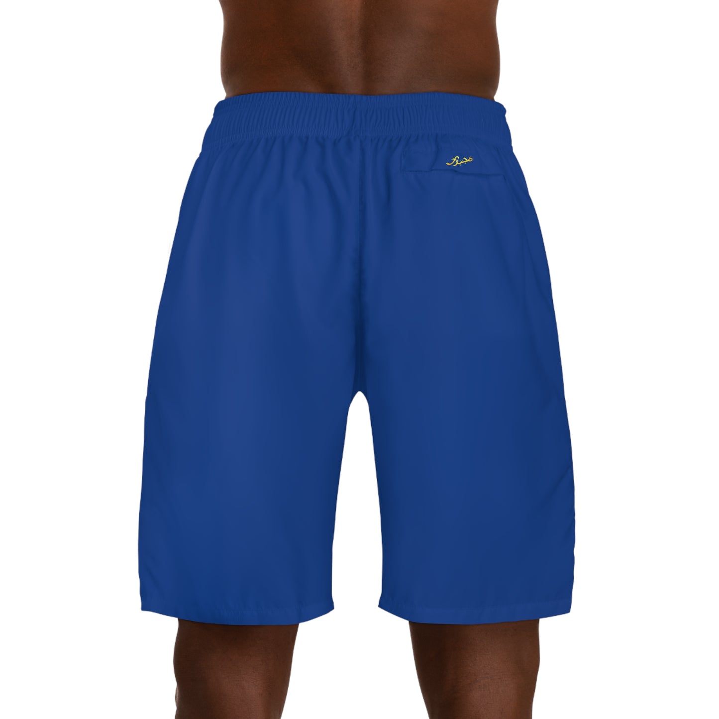 Men's Dark Blue & Gold Jogger Shorts — "Coz I Have To" Athletic Pattern