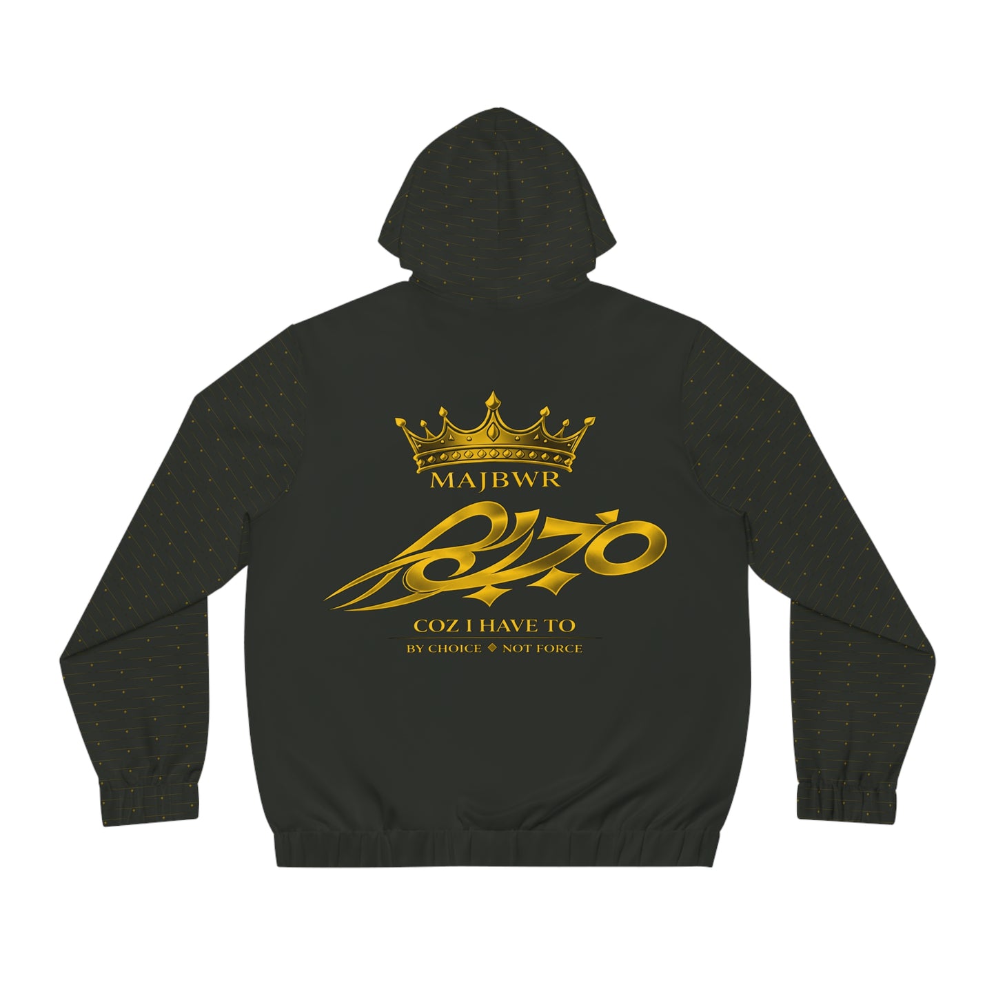MAJBWR - Olive Gold Crown Diamond Full-Zip Hoodie — Designer Men's Hoodie