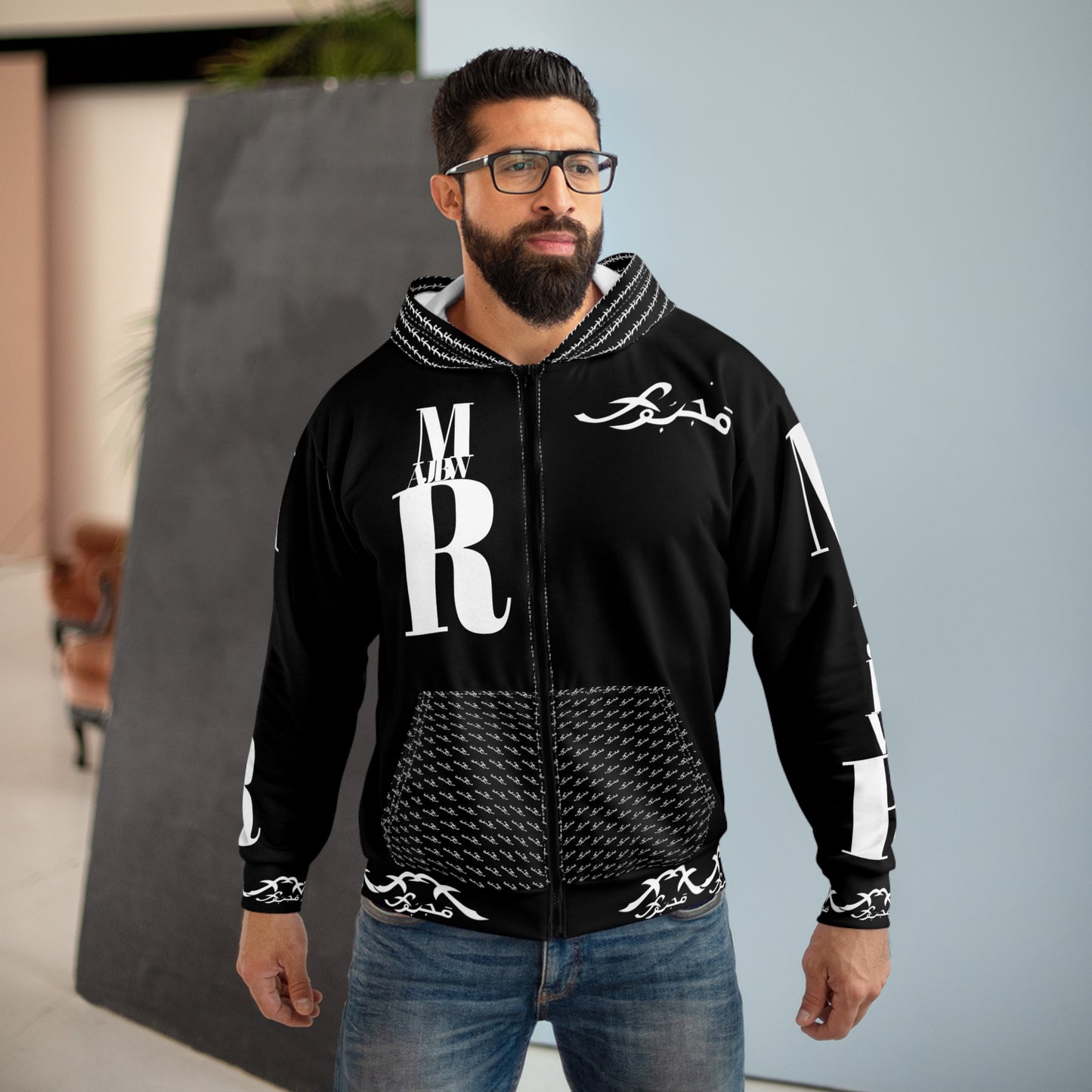 MAJBWR ZIP UP HOODIE - black