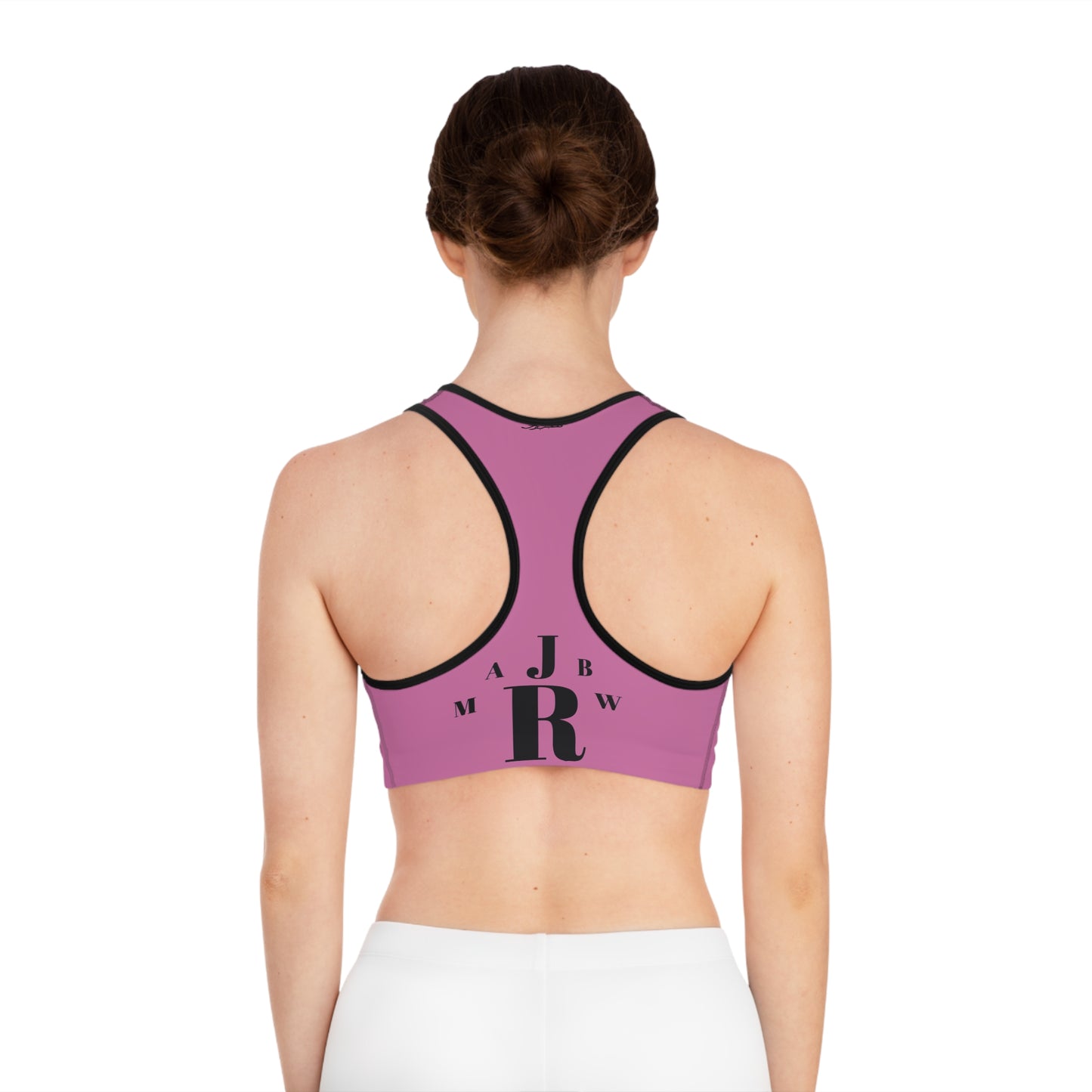 MAJBWR - Pink Athletic Sports Bra — ‘Majbwr’ Script Logo Performance Crop Top