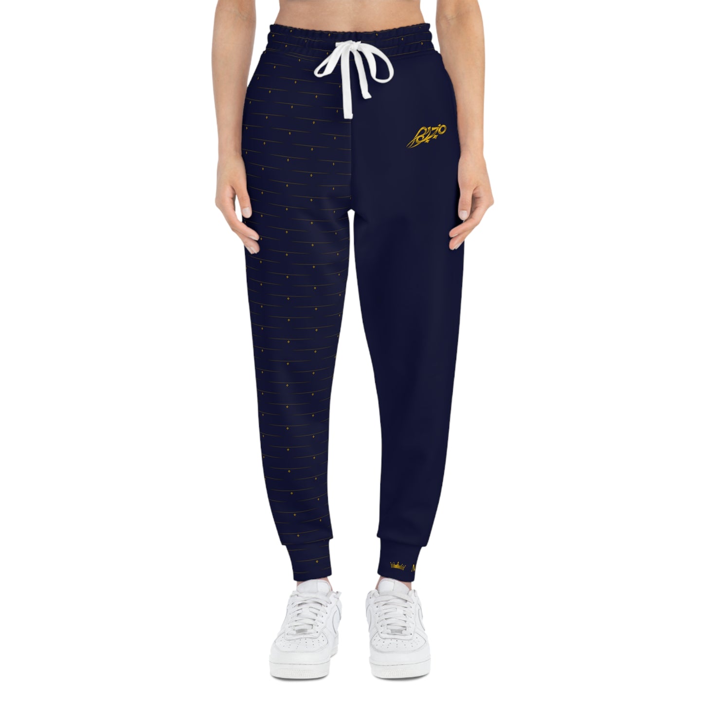 MAJBWR - Navy Athletic Joggers with Gold Crown Logo — Diamond Edition