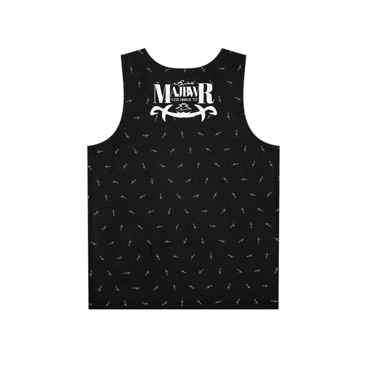 MAJBWR - Stylish Men's Tank Top Black Front On Back AOP Back