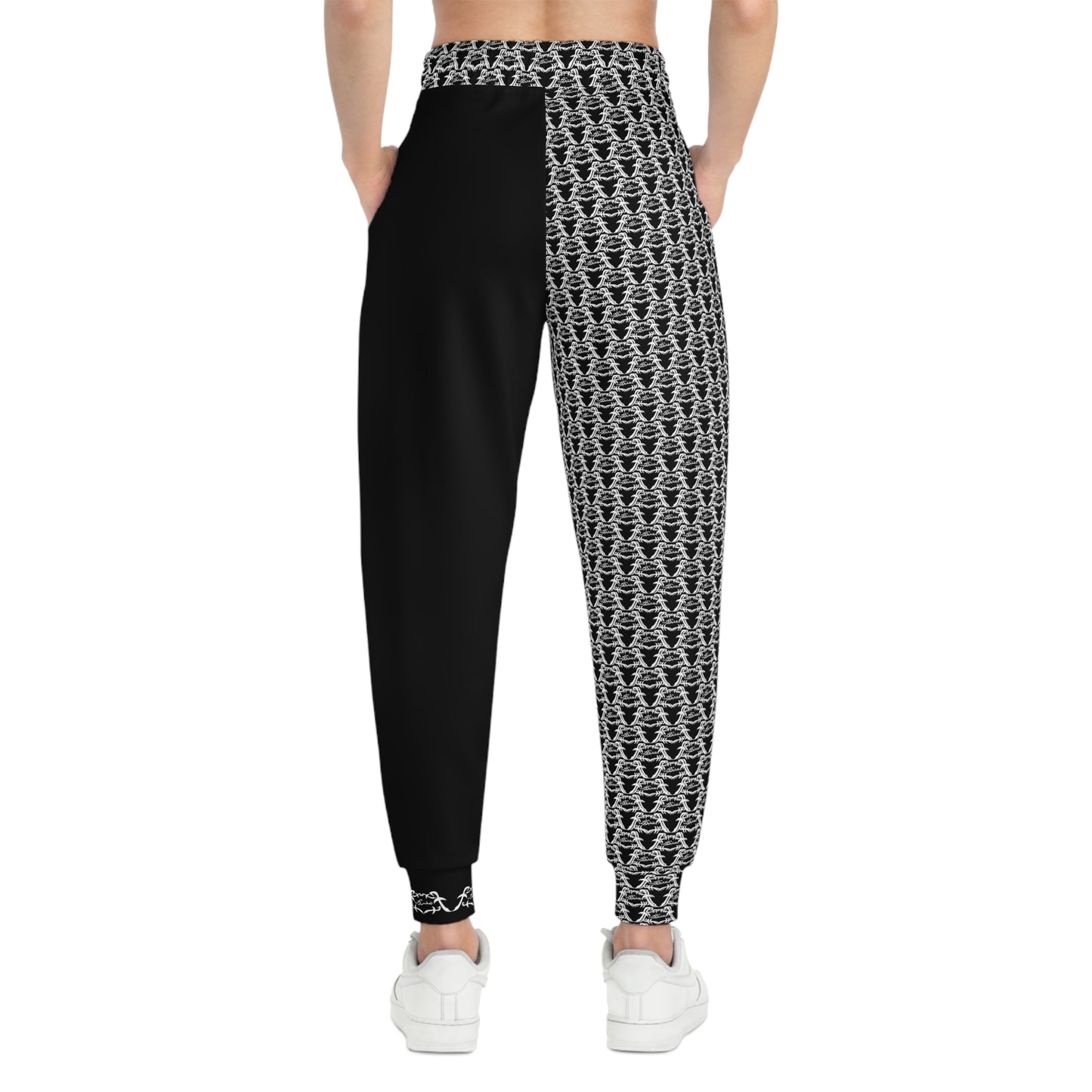 MAJBWR - Black & White Print Joggers Frontal - AOP 2 Face