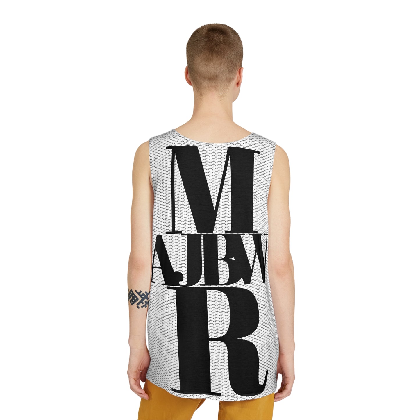 MAJBWR - Stylish Men's White Tank Top {AOP}