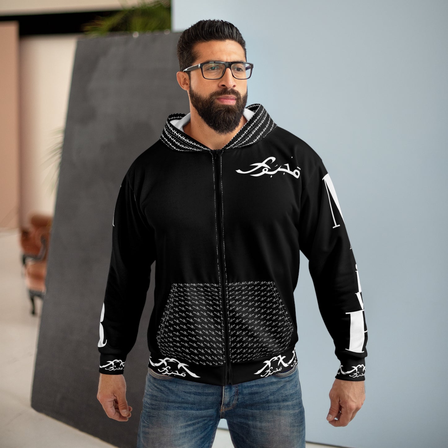 MAJBWR ZIP UP HOODIE - black