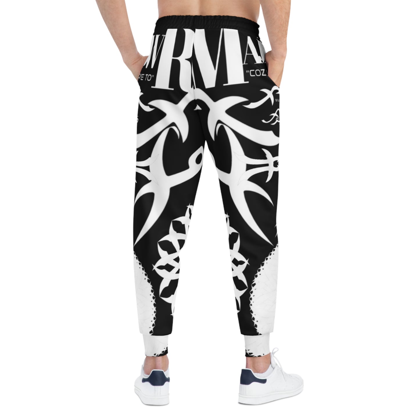 MAJBWR -Omar Turbine Tribal Logo Athletic Joggers — Black Graphic Streetwear Sweatpants