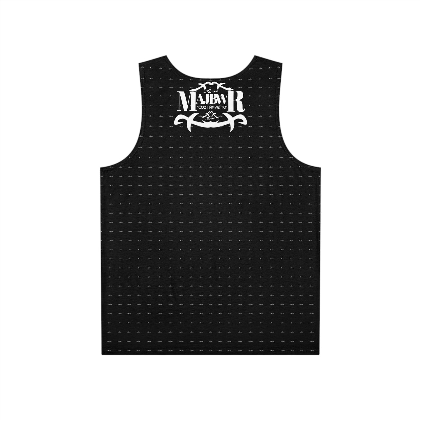 MAJBWR - Stylish Men's Tank Top Black Front On Back AOP Offset