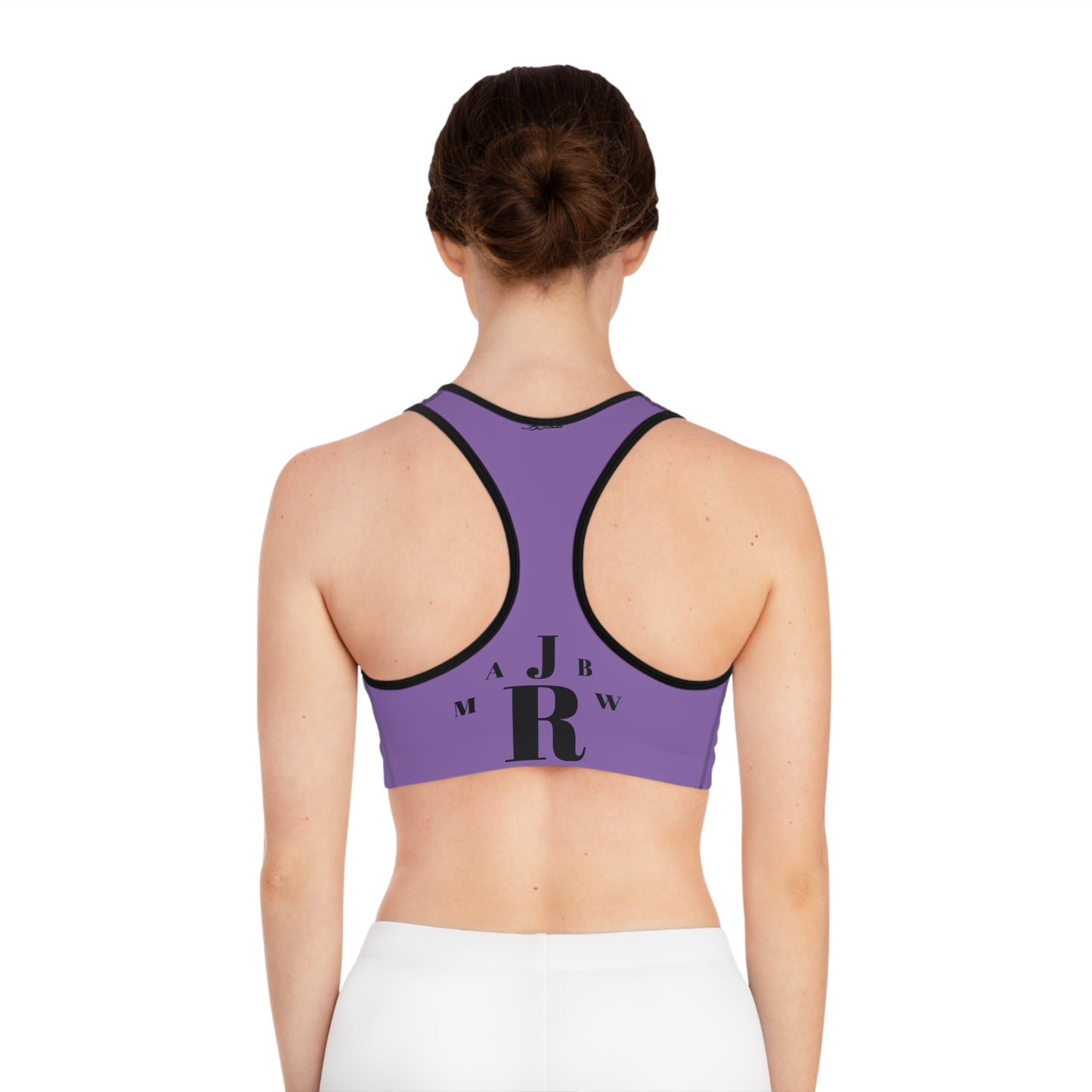 MAJBWR - Purple Athletic Sports Bra — ‘Majbwr’ Script Logo Performance Crop Top