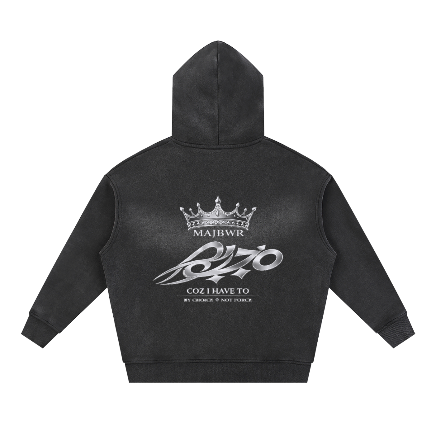 MAJBWR - WASHED BLACK FULL-ZIP HOODIE — SIGNATURE EDITION