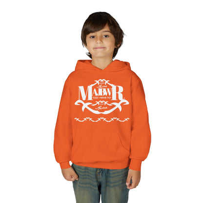 MAJBWR - Youth Hoodie — Monogram R Crest Design (Personalized Initial R, Decorative Scroll)