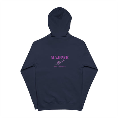 MAJBWR - Purple Caligrophy Zip Up Fleece Hoodie "COZ I HAVE TO"