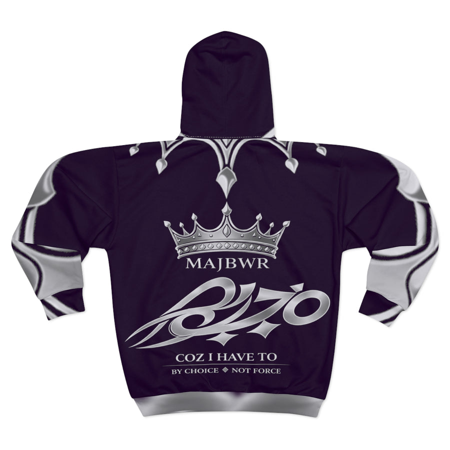 MAJBWR - Deep Purple Ghost Crown Zip Hoodie — MAJBWR Designer All-Over Print