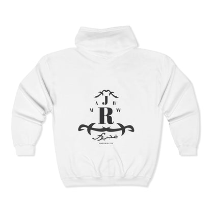 MAJBWR - Arabic Letters Minimal Zip Hoodie — Arabic Alphabet Calligraphy Sweatshirt