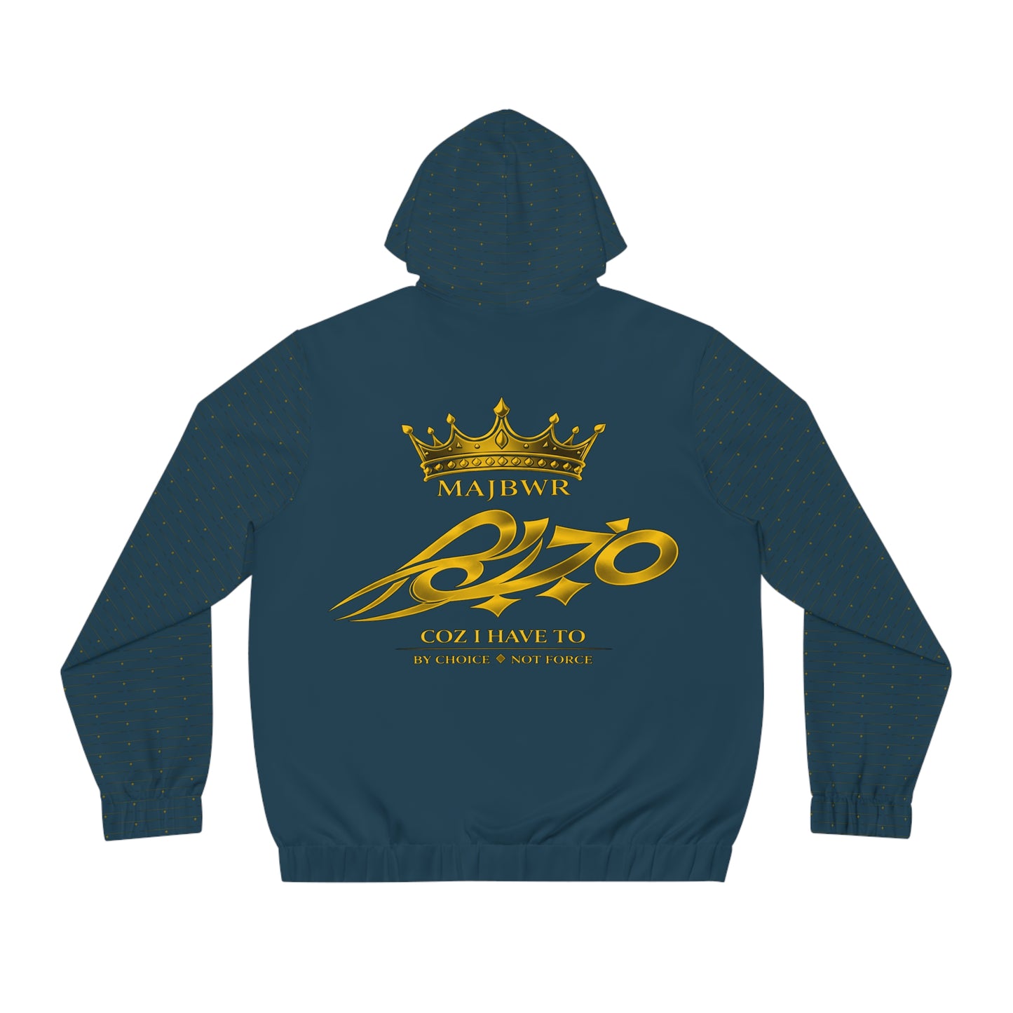 MAJBWR  - Teal & Gold Crown Diamond Zip-Up Hoodie Men's Full-Zip