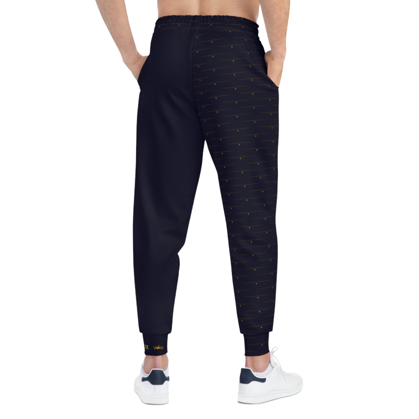 MAJBWR - Deep Dark Blue Athletic Joggers — Diamond Edition with Gold Crown Logo