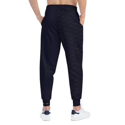 MAJBWR - Deep Dark Blue Athletic Joggers — Diamond Edition with Gold Crown Logo