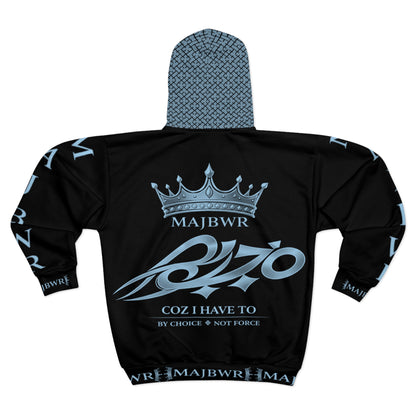 MAJBWR - Azure Black Full-Zip Designer Hoodie — Frosted Edition