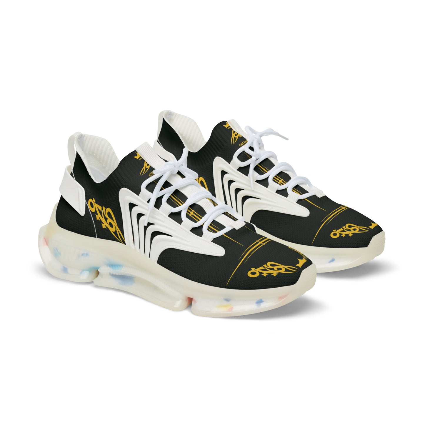 MAJBWR - Men's Mesh Sneakers — Deep Dark Green & Gold Athletic