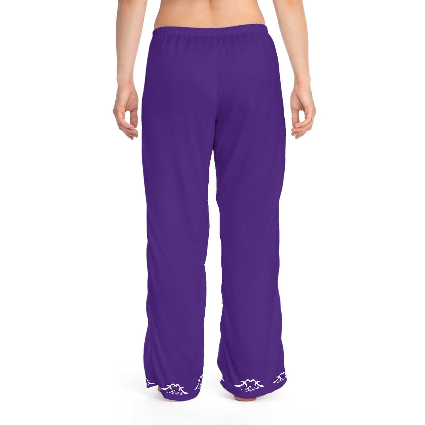 MAJBWR - Purple Women's Pajama Pants with White Wave Accent