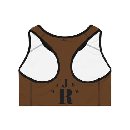 MAJBWR - Dark Brown Athletic Sports Bra — ‘Majbwr’ Script Logo Performance Crop Top