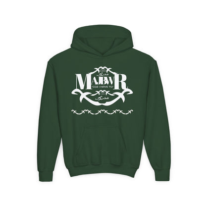 MAJBWR - Youth Hoodie — Monogram R Crest Design (Personalized Initial R, Decorative Scroll)