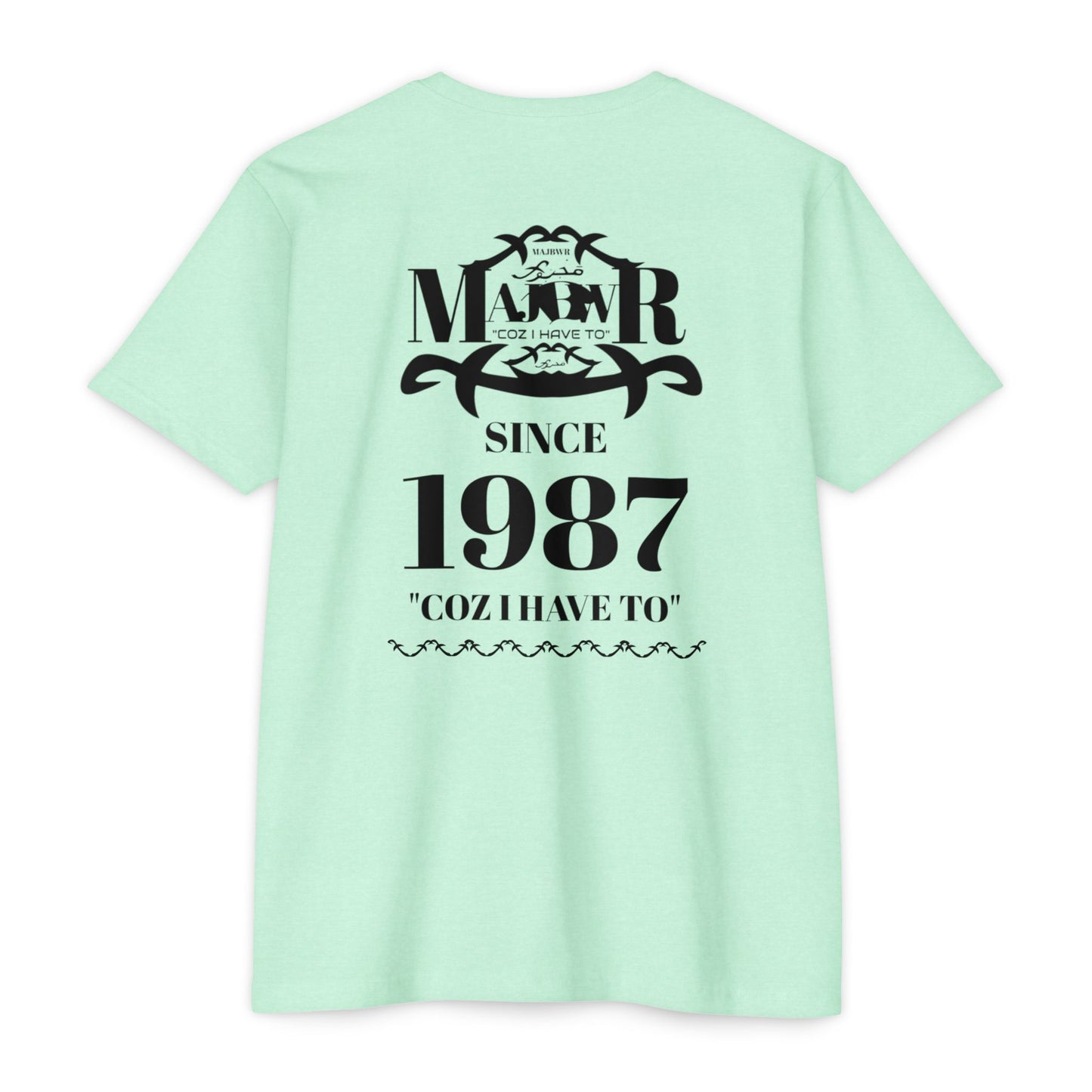 MAJBWR - Scripted Crest T‑Shirt — Minimalist Monogram Logo Tee