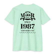 MAJBWR - Scripted Crest T‑Shirt — Minimalist Monogram Logo Tee