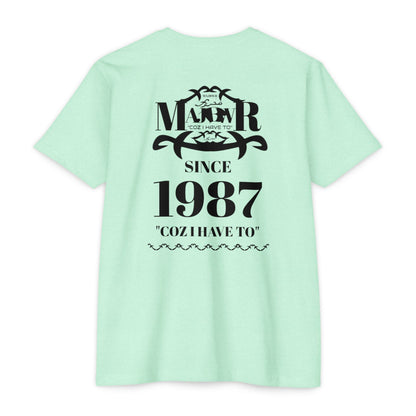 MAJBWR - Scripted Crest T‑Shirt — Minimalist Monogram Logo Tee