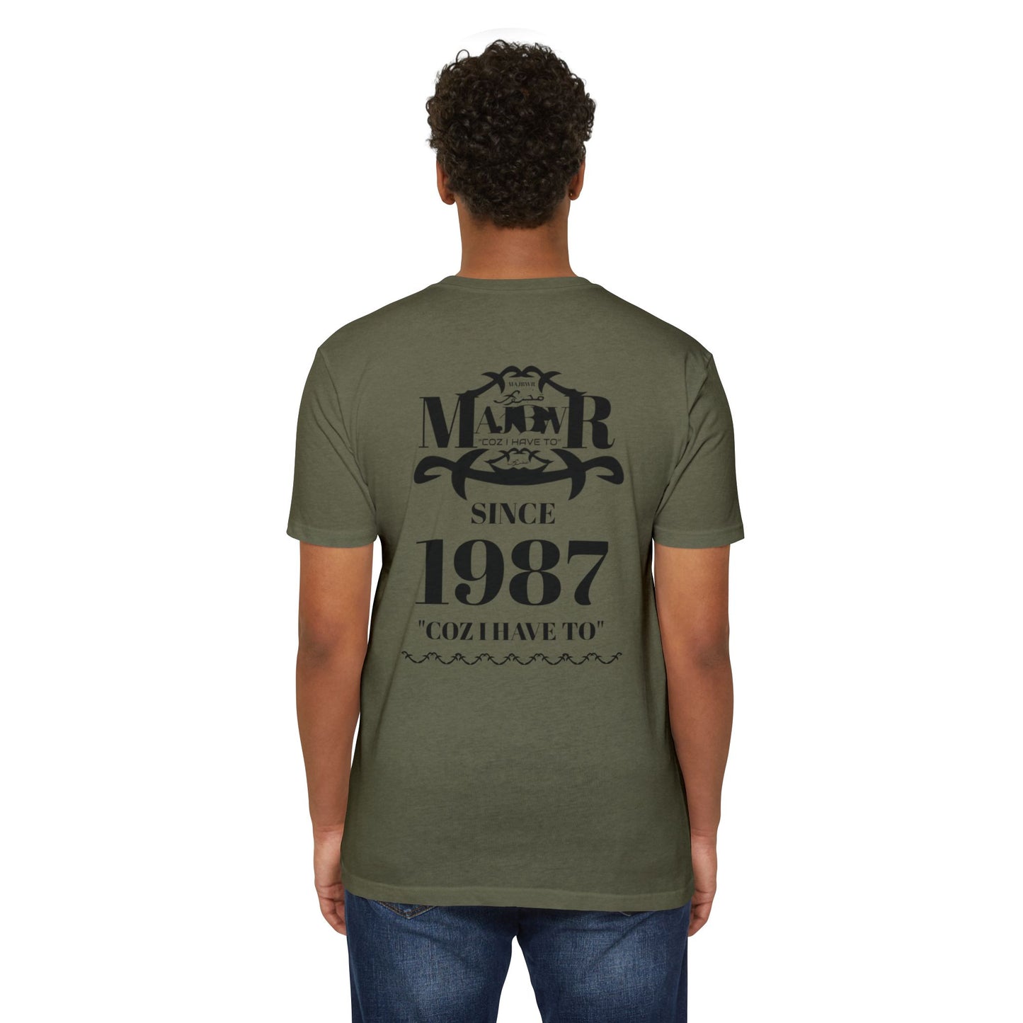 MAJBWR - Scripted Crest T‑Shirt — Minimalist Monogram Logo Tee