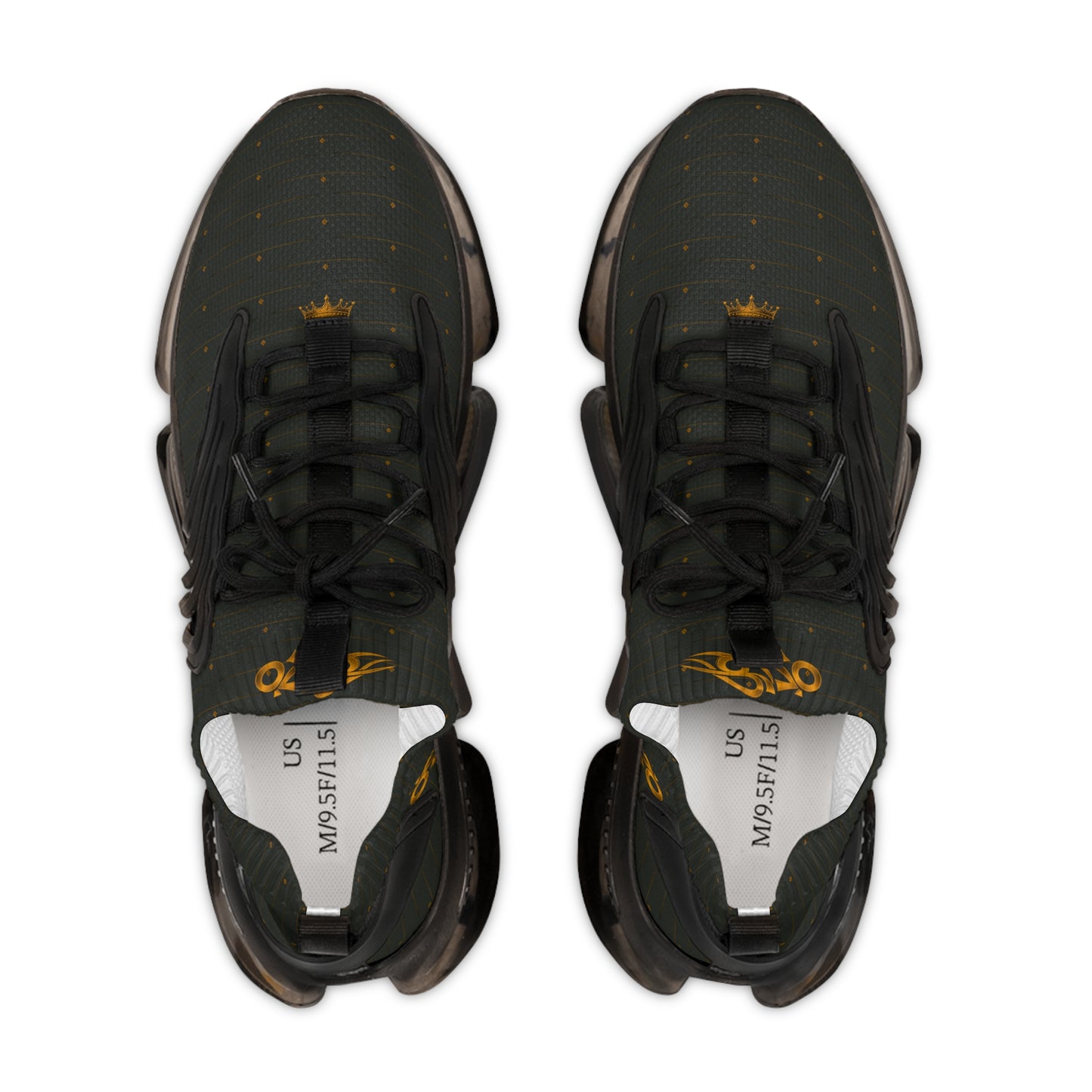 MAJBWR Men's Crown Olive & Gold Mesh Sneakers — Diamond Edition