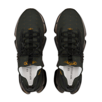 MAJBWR Men's Crown Olive & Gold Mesh Sneakers — Diamond Edition