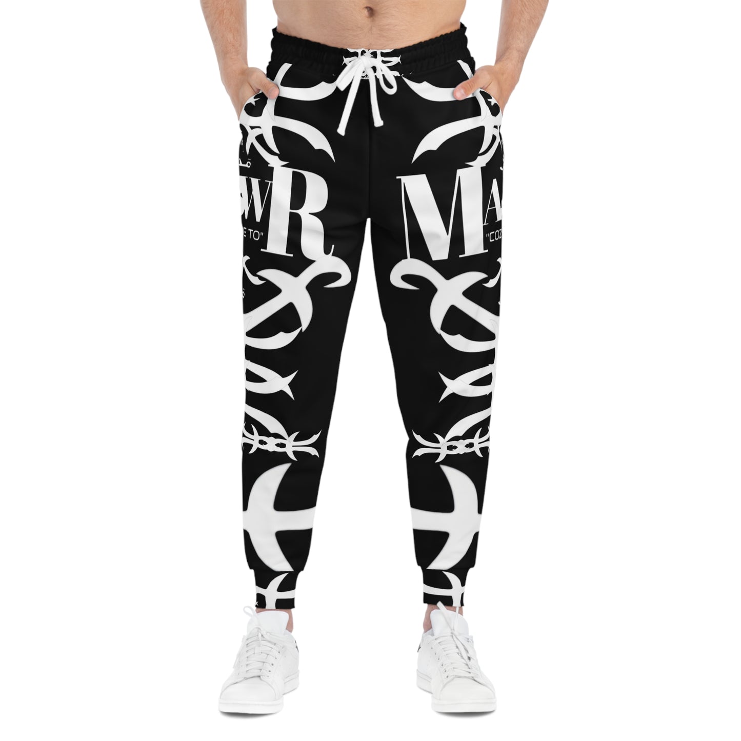 MAJBWR - Tribal Logo Athletic Joggers — Black Graphic Streetwear Sweatpants