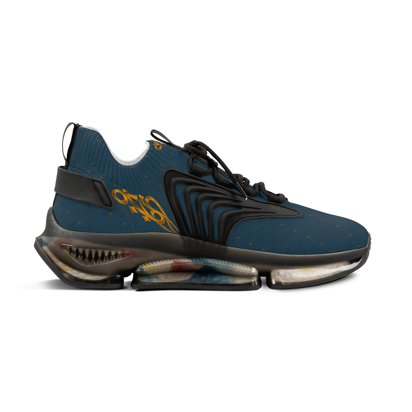MAJBWR - Crown Deep Teal & Gold Mesh Sneakers — Diamond Edition